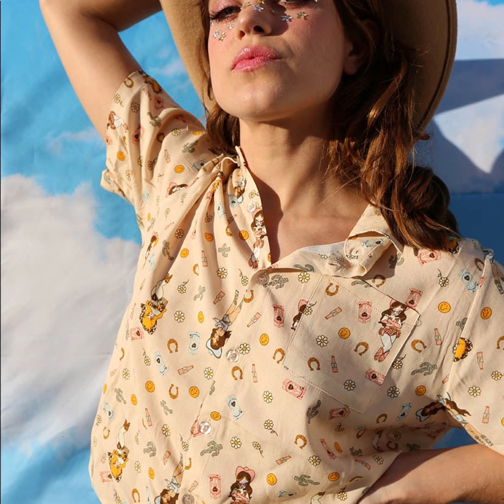 Valfre Desert Oasis Cowgirl Cropped Blouse Top xs